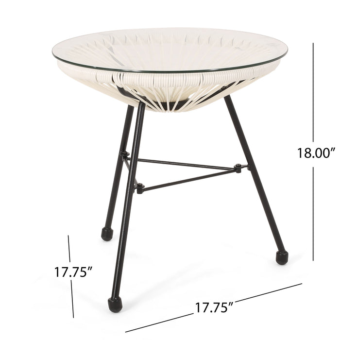 Nusa - Modern Rattan Side Table With Tempered Glass Top