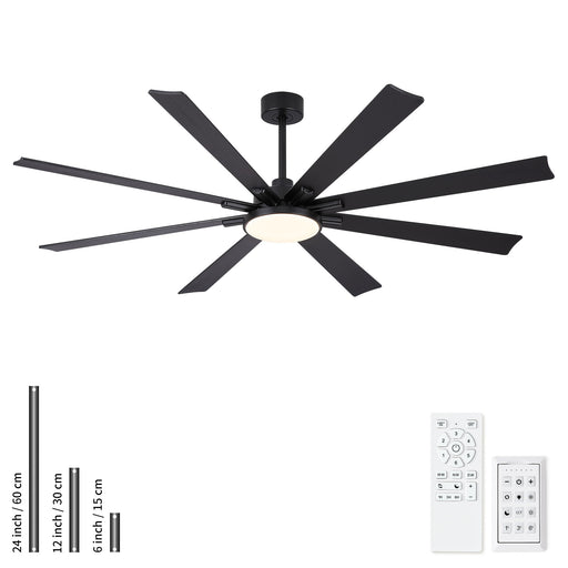 Large Ceiling Fan With Dimmable LED Light 8 Blades Remote Control, Reversible DC Motor Daily Nest