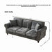 3 And 2 Seater Sofa With Rolled Arms, Tufted Upholstered Couch - Gray Home Essentials