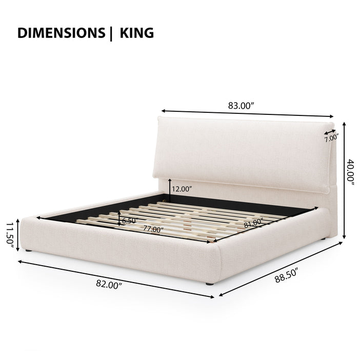 Upholstered Platform Bed Frame With Oversized Plush Pillow Headboard Artistry At Home