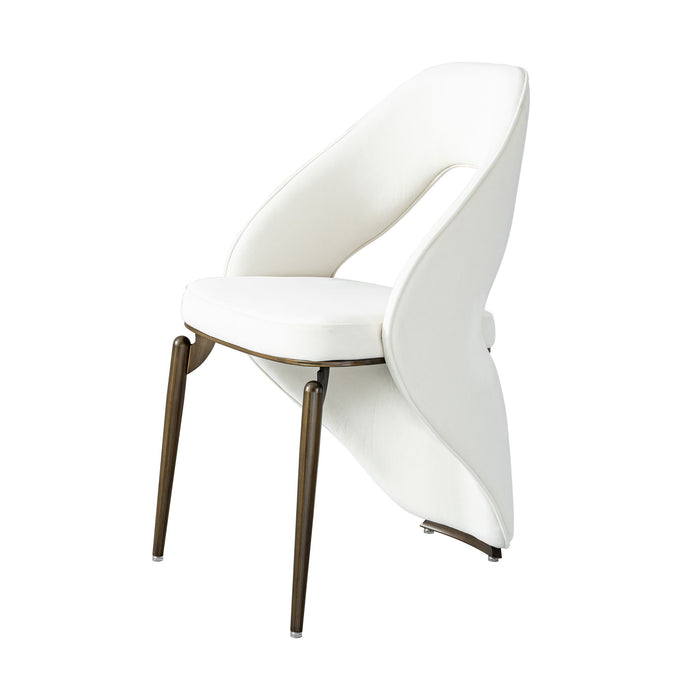 Dining Chair With Open Back Design Upholstery - Ancient White Home Essentials