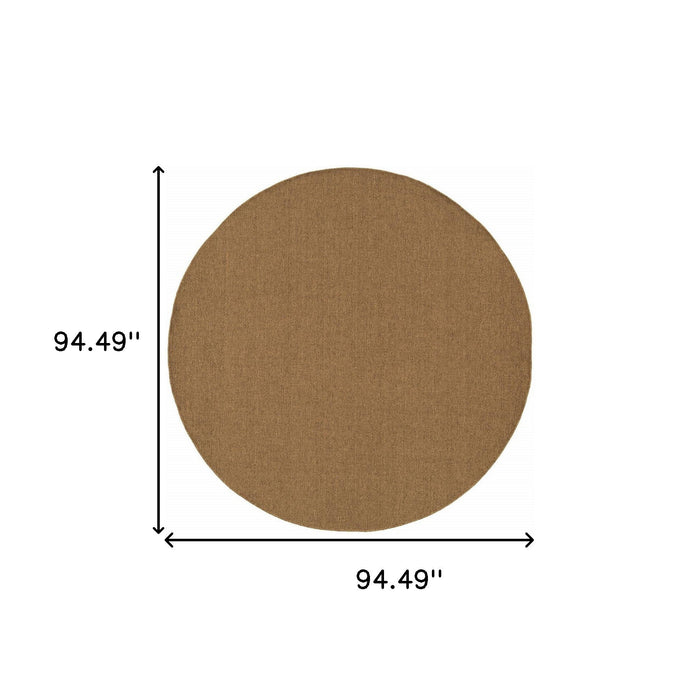 8' X 8' Round Stain Resistant Indoor & Outdoor Area Rug - Tan