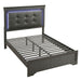 Bed With Square Button Tufting And LED Lights Home Essentials