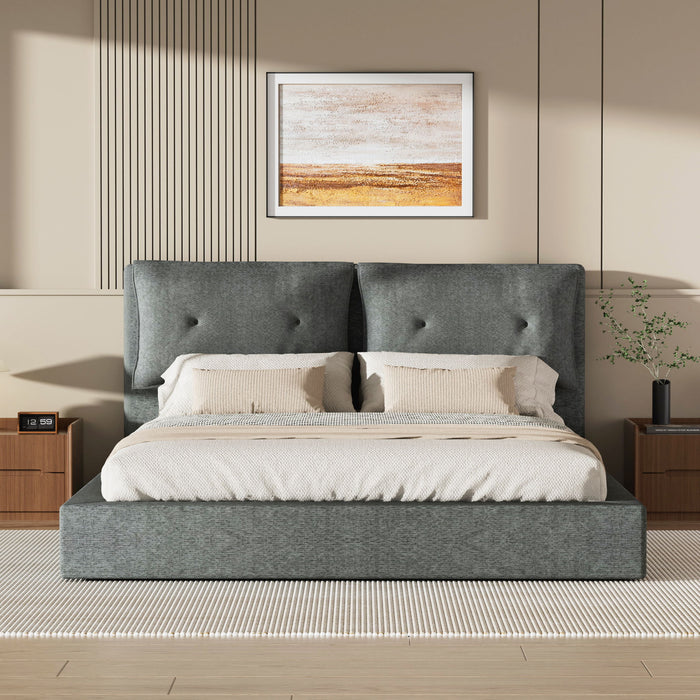 Airframe - Upholstered Bed Frame With Double Layered Upholstered Headboard Home Essentials