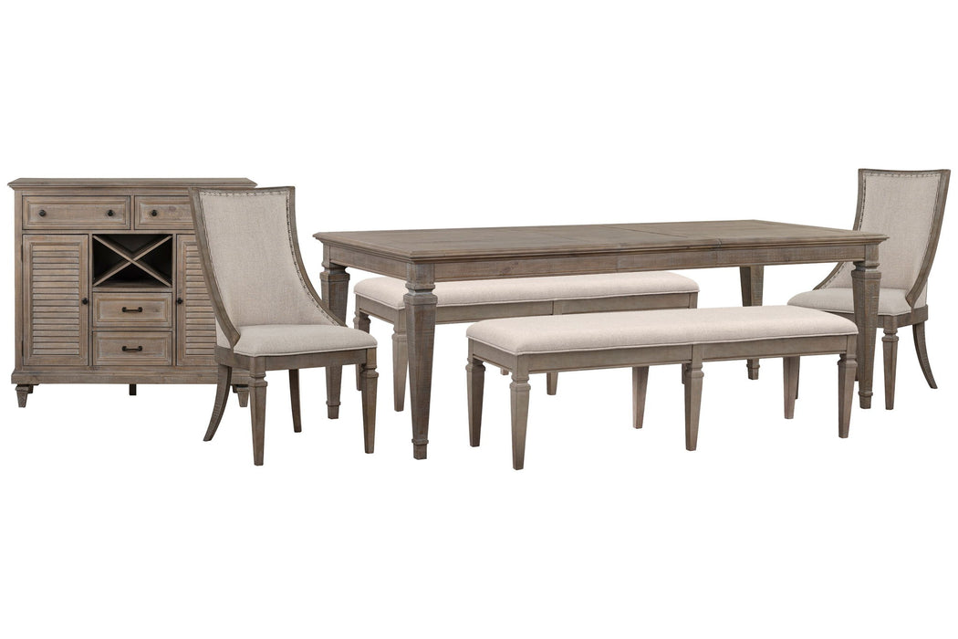 Lancaster - 6 Piece Extendable Rectangular Dining Table Set Magnussen Furniture