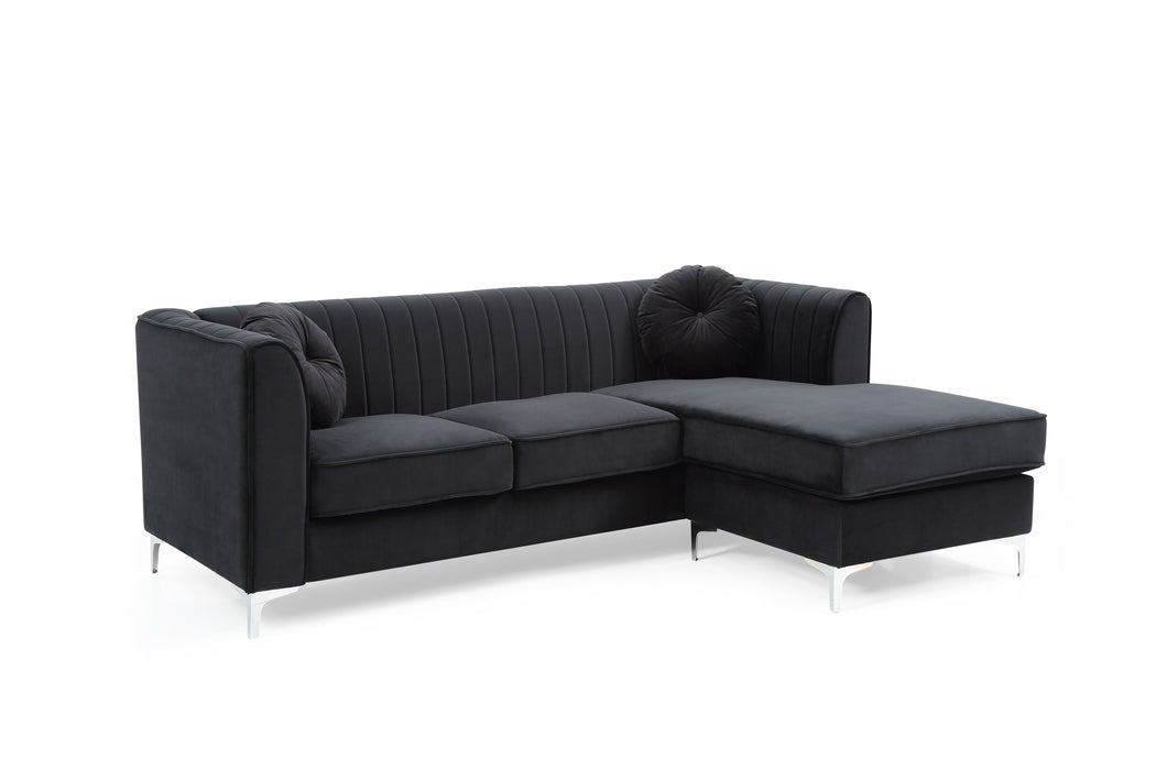 Glory Furniture Delray Sofa Chaise (3 Boxes), Black