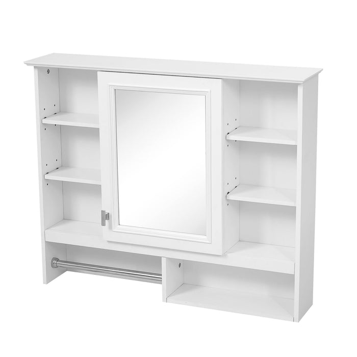 Wall Mount 2 In 1 Mirror Cabinet With Adjustable Shelves, Open Storage, For Bathroom Vanity - White Hearth and Haven