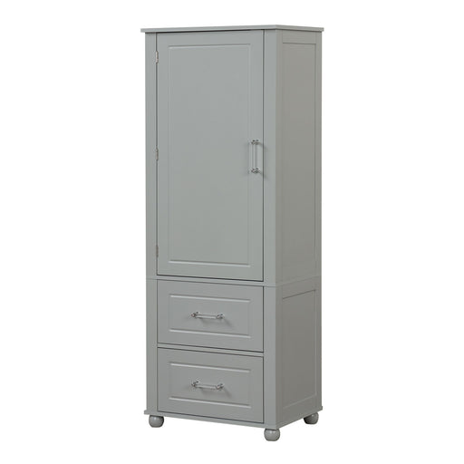 Tall Freestanding Bathroom Storage Cabinet With 2 Drawers And Adjustable Shelf Hearth and Haven