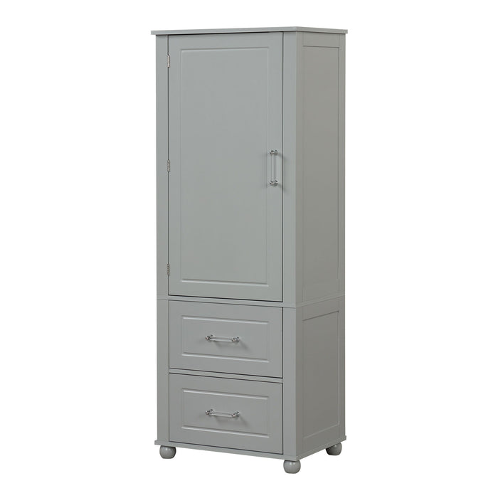 Tall Freestanding Bathroom Storage Cabinet With 2 Drawers And Adjustable Shelf Hearth and Haven