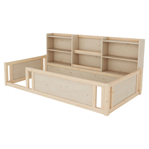 Platform Floor Bed With Guardrail Fence And Side Storage Shelves Home Essentials