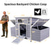 Chicken Coop, Large Outdoor Hen House With Run And Nesting Box Poultry Cage, Rabbit Hutch - Gray Daily Nest