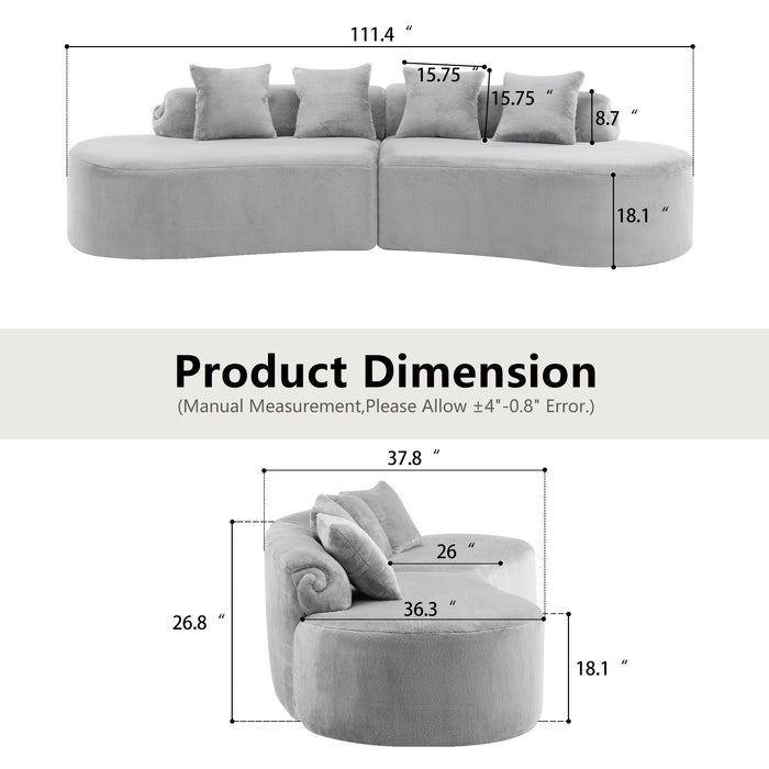 Modern Curved Sofa With Pillows Home Essentials