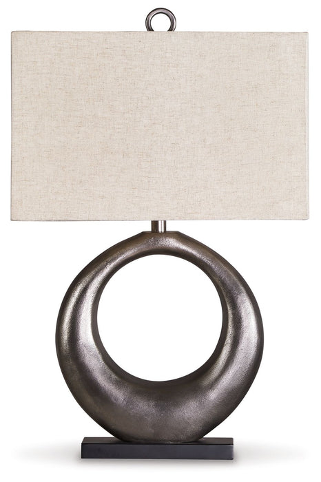 Saria - Metal Table Lamp  - Antique Silver Finish Signature Design by Ashley®