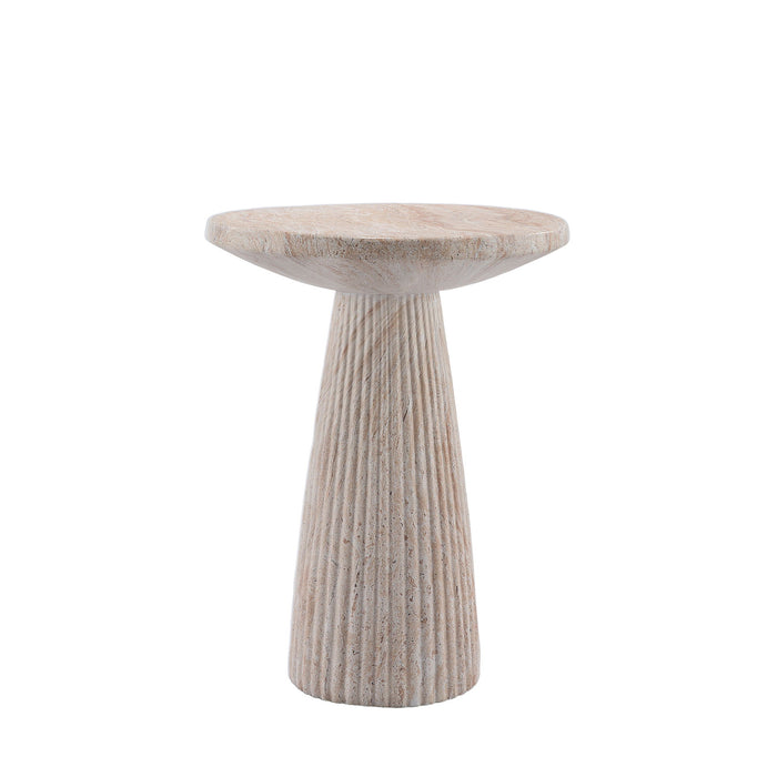 Fluted Pedestal Round Coffee Table - Beige / Yellow Home Essentials
