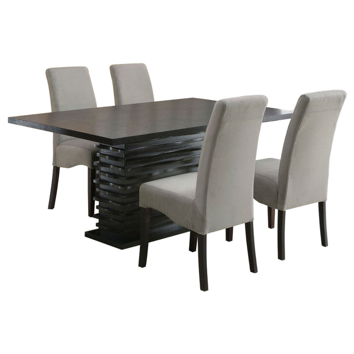 Shandra - 5 Piece Dining Set Tabletop And Upholstered Side Chairs - Gray Furniture Max