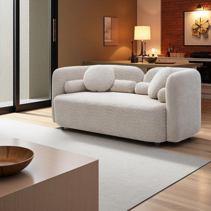 2 Seater Sofa Couch For Living Room - Light Beige Home Essentials