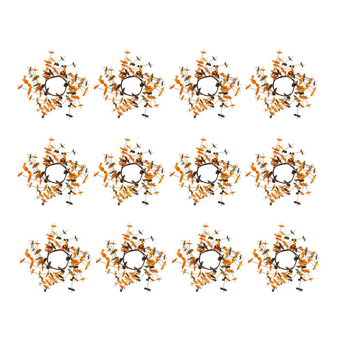 Fall Leaves Wreath, Botanicals Decor For Harvest Festival Fall Festival & Thanksgiving Table Decorations (Set of 12) - Orange Multi