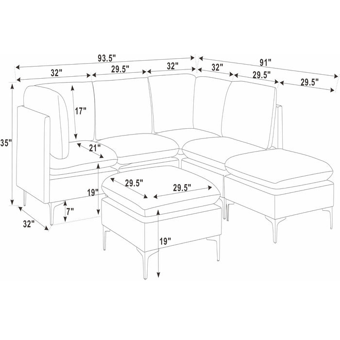 Upholstered Modular Sectional & Tall Legs Home Essentials