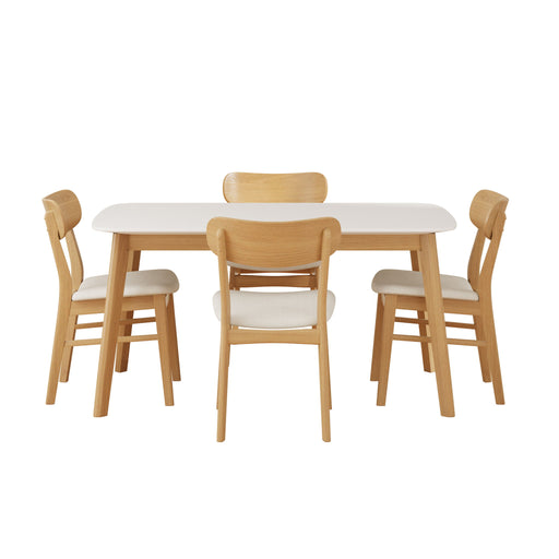 5 Piece Dining Set With Table And Upholstered Chairs Noble House