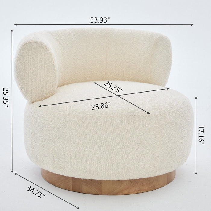 Swivel Accent Chair With Curved Backrest For Home Decor - Beige Home Essentials