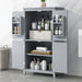 Elegant Bathroom Floor Storage Cabinet With 4 Doors, Adjustable Shelves Hearth and Haven