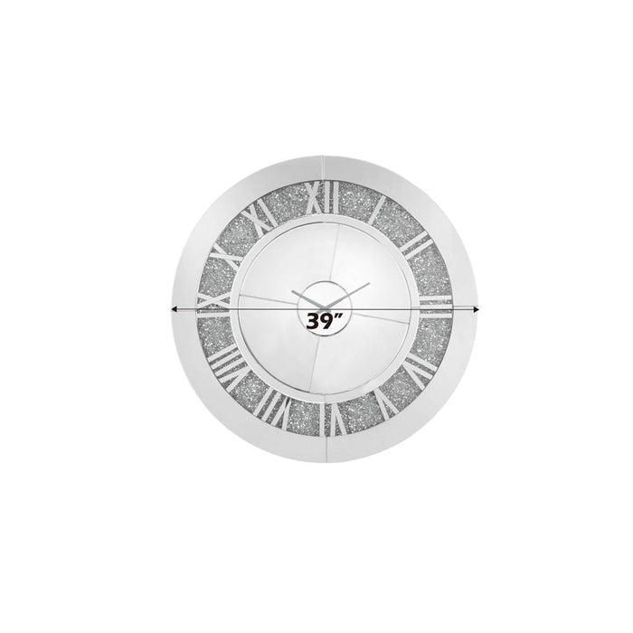 Noralie - 39" Wall Clock - Mirrored & Faux Diamonds ACME