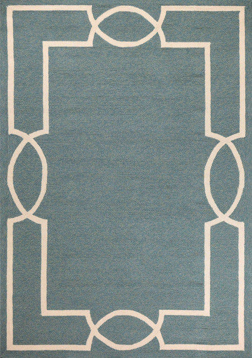 5' X 7' Spa Coastal Bordered Indoor / Outdoor Area Rug - Blue