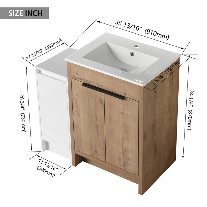 Freestanding Bathroom Vanity With Sink And Storage Cabinets, Soft Closing Doors Home Essentials