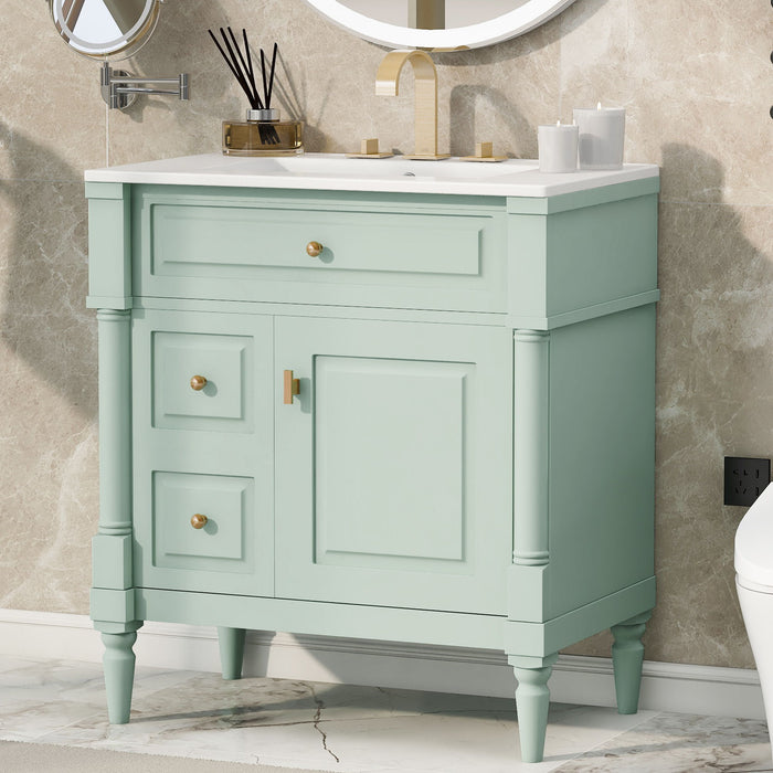 Modern Bathroom Vanity With Sink, Freestanding Cabinet With Flip Drawer & Adjustable Shelf Hearth and Haven