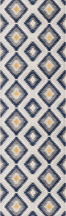 2' x 6' Ikat Kilim Area Rug - Blue