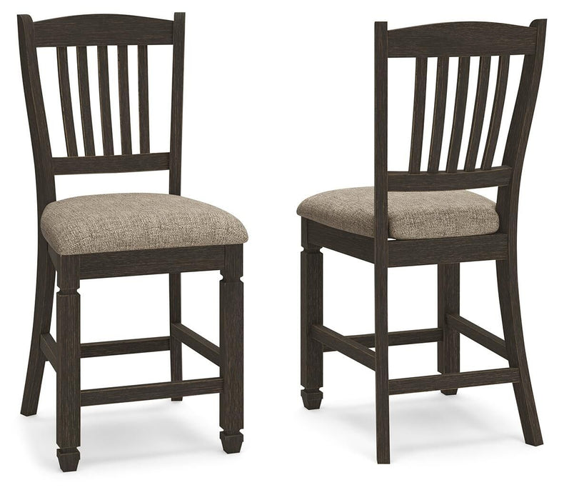 Tyler Creek - Upholstered Barstool (Set of 2) - Black / Grayish Brown Signature Design by Ashley®