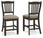 Tyler Creek - Upholstered Barstool (Set of 2) - Black / Grayish Brown Signature Design by Ashley®