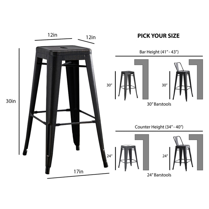 Backless Bar Stools (Set of 2) - Black Home Essentials