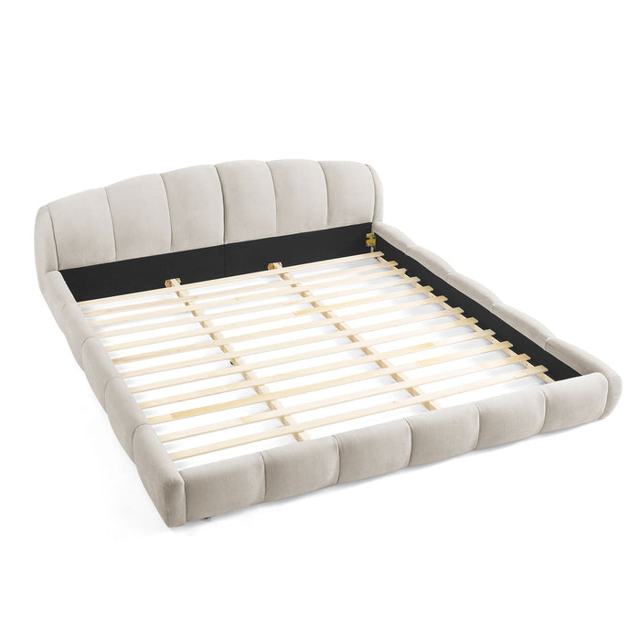 Upholstered Platform Bed Frame, Low Profile Floor Bed, No Box Spring Required Home Essentials