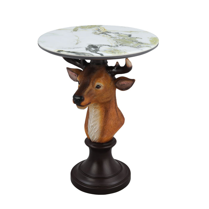 Deer Head Accent Table, Animal Statue For Living Room - Brown Home Essentials
