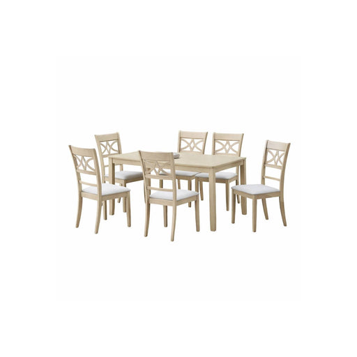Ferris - 7 Piece Dining Set With Cross Back Chairs And Rectangular Table - Antique White Acme
