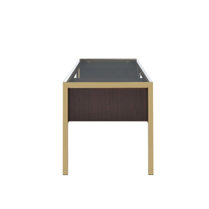Yumia - Writing Desk - Gold & Walnut ACME