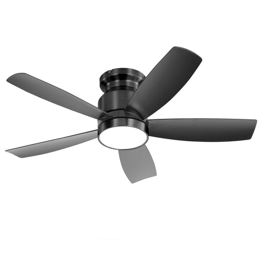 Flush Mount Ceiling Fan With LED Light 22W And Remote Control Blades For Indoor Use - Black Daily Nest