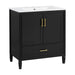 Elegant Fluted Bathroom Vanity With Sink, Soft Close Doors & Drawer Noble House