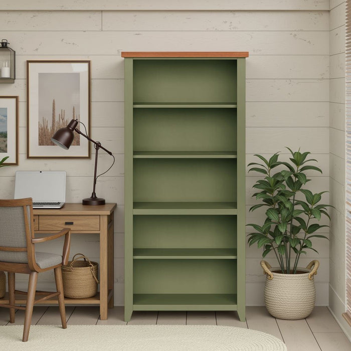 72" High 5 Shelf Bookcase - Sage Green And Fruitwood Home Essentials