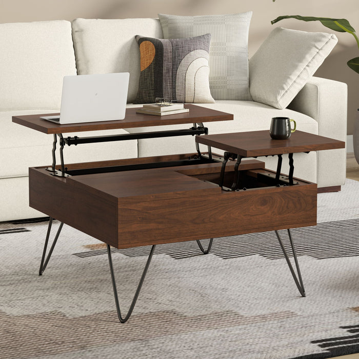 Hunter - Square Lift Top Coffee Table - Walnut Simpli-Home