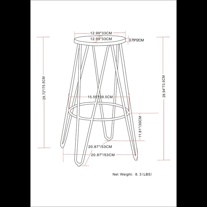 Simeon - Multifunctional Metal Stool With Wood Seat Simpli-Home