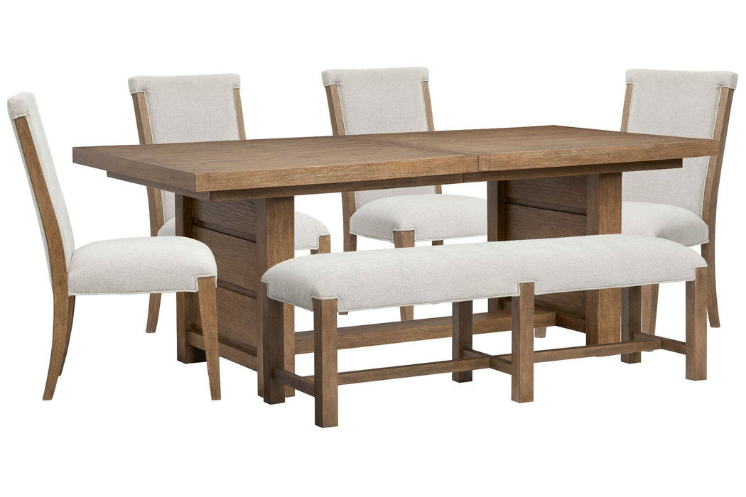 Plum Creek - 6 Piece Extendable Trestle Dining Table Set Magnussen Furniture