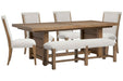 Plum Creek - 6 Piece Extendable Trestle Dining Table Set Magnussen Furniture
