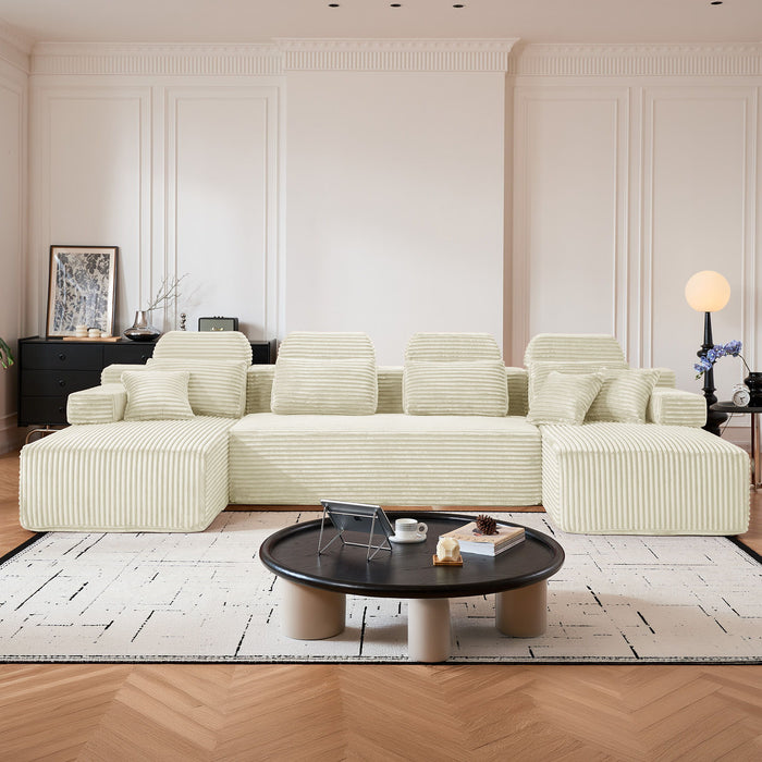 Sectional Sleeper Sofa & Storage Pockets, Modular Couch With Throw Pillows For Living Room Home Essentials