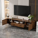 TV Stand, Media Console With 2 Drawers, Soft Closing Slatted Doors, Living Room Entertainment Center - Walnut Hearth and Haven