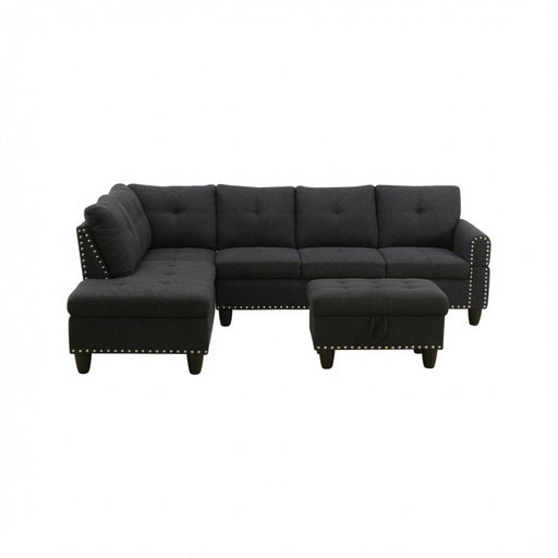 L - Shaped 3 Piece Sectional Sofa With Chaise, Storage Ottoman & Cup Holders Home Essentials