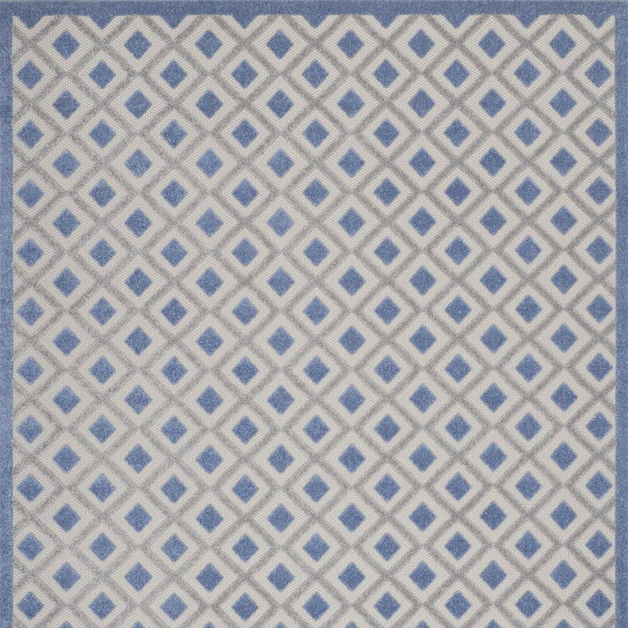 9' X 12' Gingham Non Skid Indoor / Outdoor Area Rug - Blue / Gray