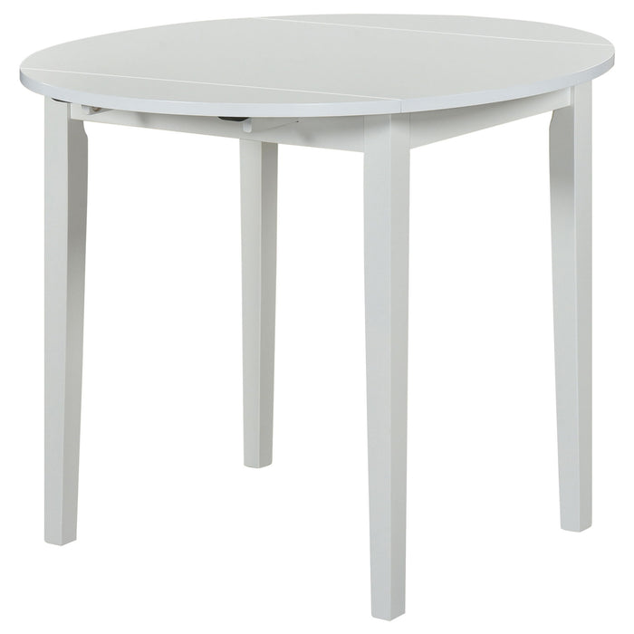 Cliff - 3 Piece Round Drop Leaf Dining Table Set With Ladderback Chairs - White Furniture Max