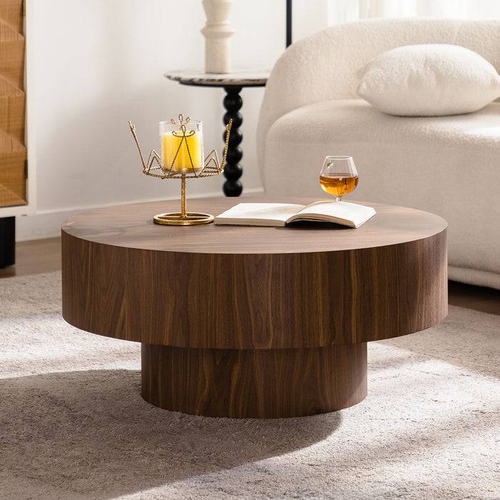 Round Coffee Table For Living Room - Walnut Home Essentials